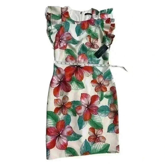 TOMMY HILFIGER Womens Ivory Cap Sleeve Above The Knee Party Sheath Dress Size 4 - Picture 8 of 12